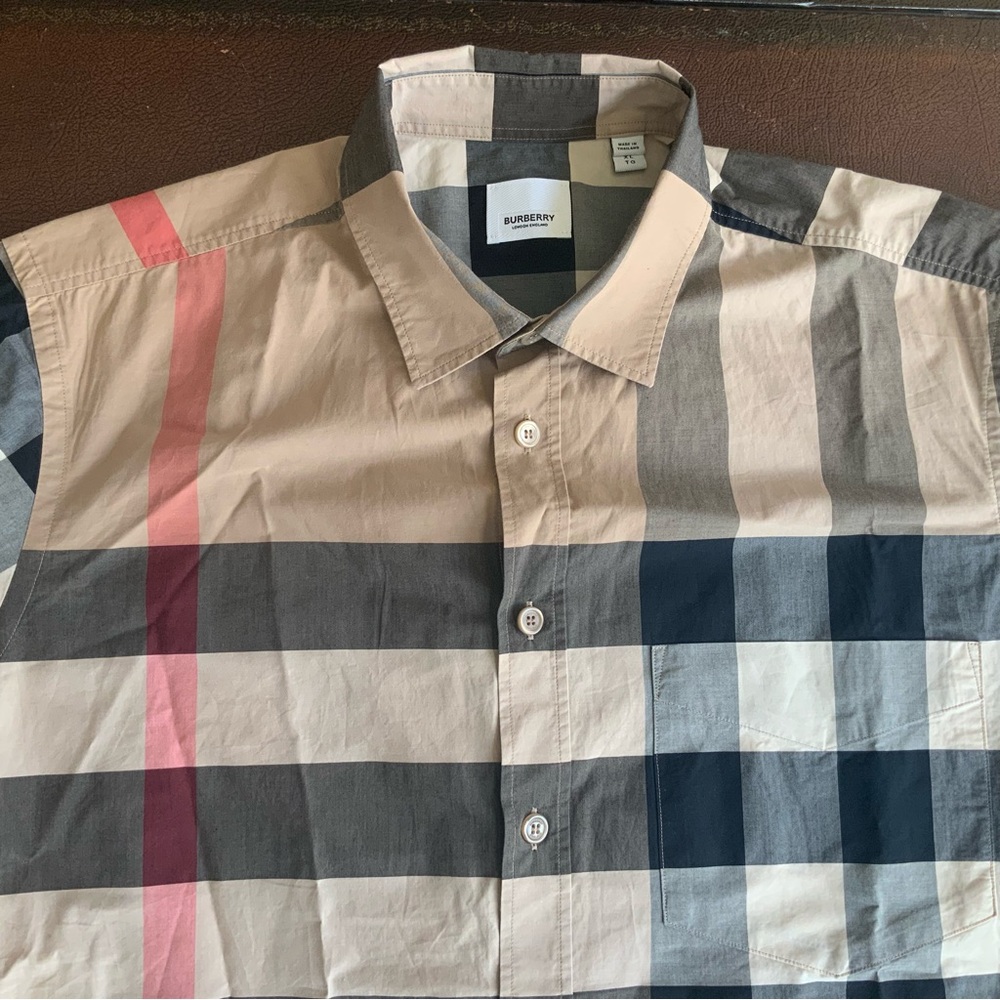 Burberry Beige and Black Checkered Shirt